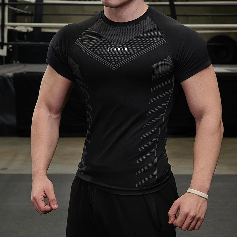 New Men Gym T-shirt High elasticity bodybuilding fitness quick dry short sleeve men's sports Casual tops trend running T-shirt
New Men Gym T-shirt High elasticity bodybuilding fitness quick dry short sleeve men's sports Casual tops trend running T-shirt