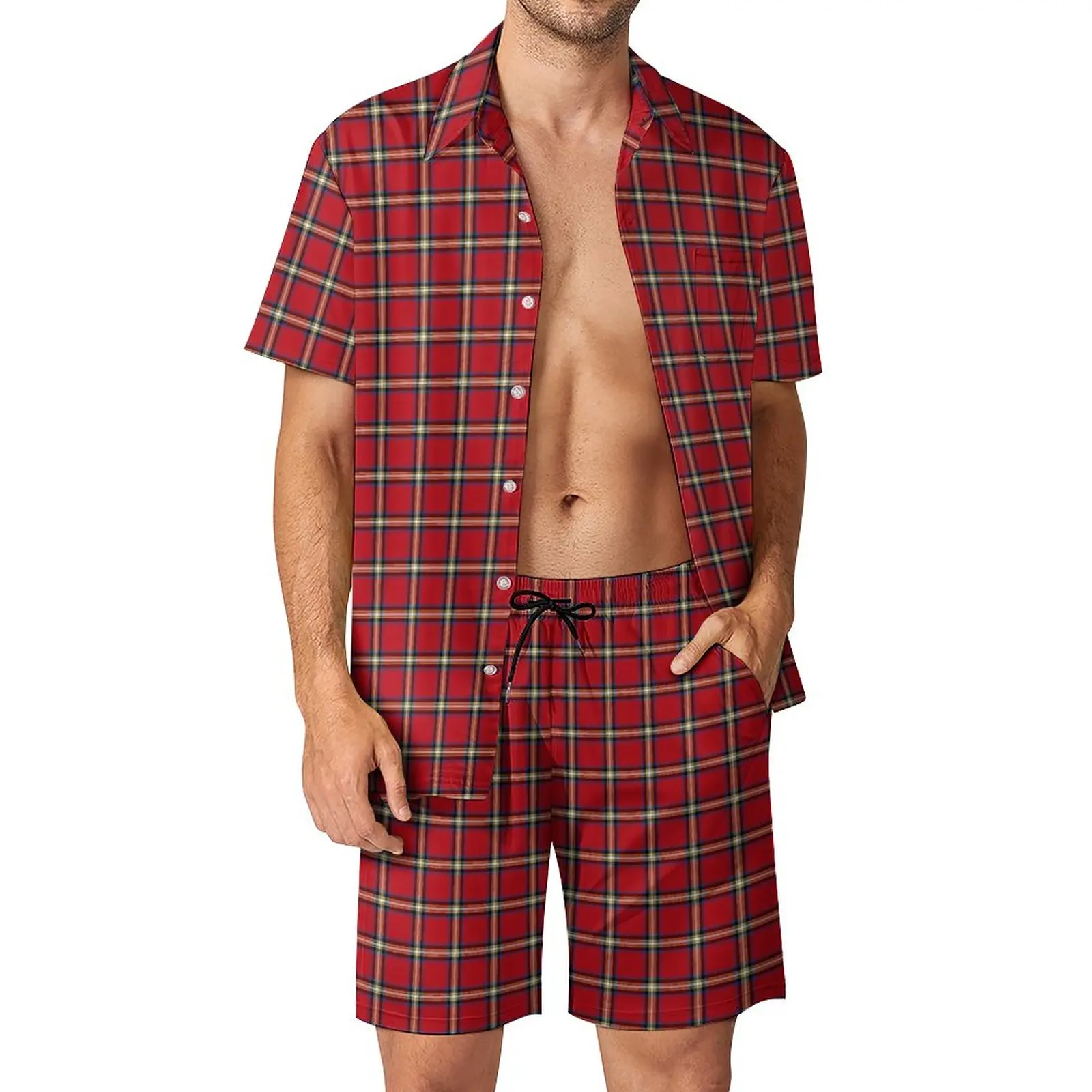 Red Plaid Men Sets Retro Stewart Tartan Casual Shorts Summer Novelty Beach Shirt Set Short Sleeve Big Size Suit Gift
Red Plaid Men Sets Retro Stewart Tartan Casual Shorts Summer Novelty Beach Shirt Set Short Sleeve Big Size Suit Gift