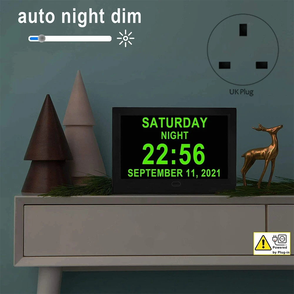 Dementia Clocks,Calendar Clock,Digital Clock with Large Digits Display,Alarm Clock with HD Digital Photo Frame,UK Plug
Dementia Clocks,Calendar Clock,Digital Clock with Large Digits Display,Alarm Clock with HD Digital Photo Frame,UK Plug