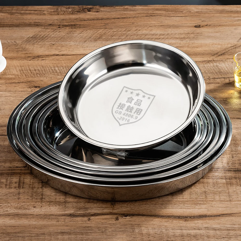 22CM-38CM Main Dish Plate Stainless Steel Flat Bottom Disc For Canteen Restaurant Thickened Cool Skin Vegetable Fruit Cake Plate
22CM-38CM Main Dish Plate Stainless Steel Flat Bottom Disc For Canteen Restaurant Thickened Cool Skin Vegetable Fruit Cake Plate