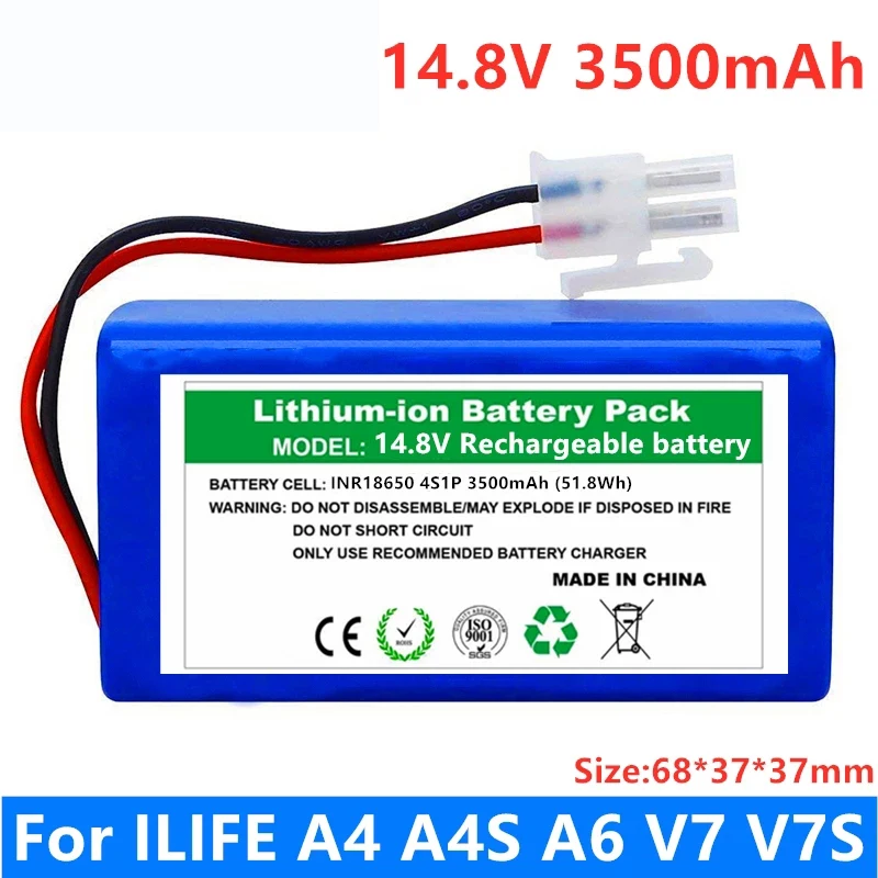 100%New Original 14.8V 9800mAh li ion Rechargeable Battery For ILIFE A4 A4s V7s A6 V7s plus Robot Vacuum Cleaner iLife battery
100%New Original 14.8V 9800mAh li ion Rechargeable Battery For ILIFE A4 A4s V7s A6 V7s plus Robot Vacuum Cleaner iLife battery