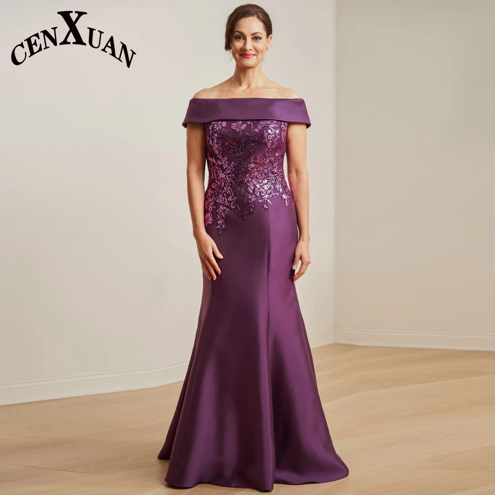 Cenxuan Purple Mermaid OffShoulder Zipper Appliques Mother of The Brides Evening For Women Formal Party Robes De Soirée 2023
Cenxuan Purple Mermaid OffShoulder Zipper Appliques Mother of The Brides Evening For Women Formal Party Robes De Soirée 2023