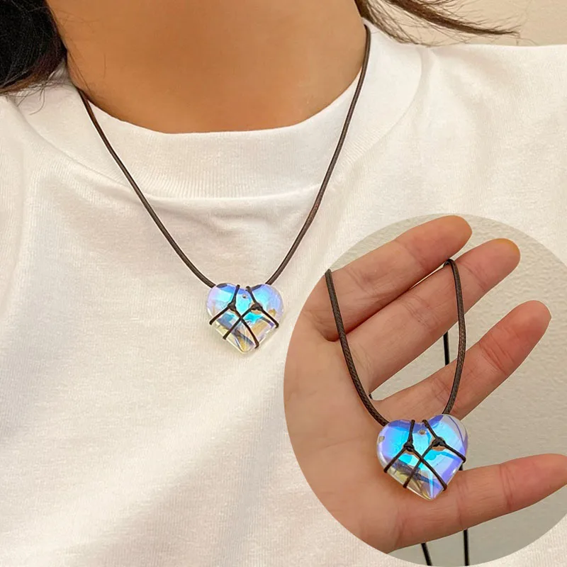 Cool Heart Crystal Pendant Rope Necklace Casual Design Clavicle Chain for Women Jewelry 2022 New
Cool Heart Crystal Pendant Rope Necklace Casual Design Clavicle Chain for Women Jewelry 2022 New