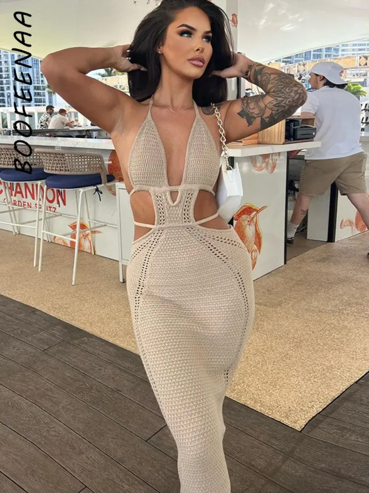 BOOFEENAA Sexy Vacation Halter Maxi Dresses for Women 2023 Fashion Summer Beach Party Hollow Knitted Backless Long Dress C15GZ34
BOOFEENAA Sexy Vacation Halter Maxi Dresses for Women 2023 Fashion Summer Beach Party Hollow Knitted Backless Long Dress C15GZ34