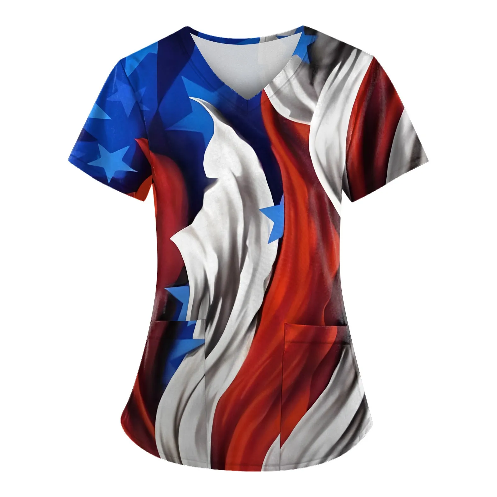 Women Fashion Spring And Summer Independence Day Painting Print V-Neck Short Sleeve Workwear With Pockets Tops Top Women Fashion
Women Fashion Spring And Summer Independence Day Painting Print V-Neck Short Sleeve Workwear With Pockets Tops Top Women Fashion