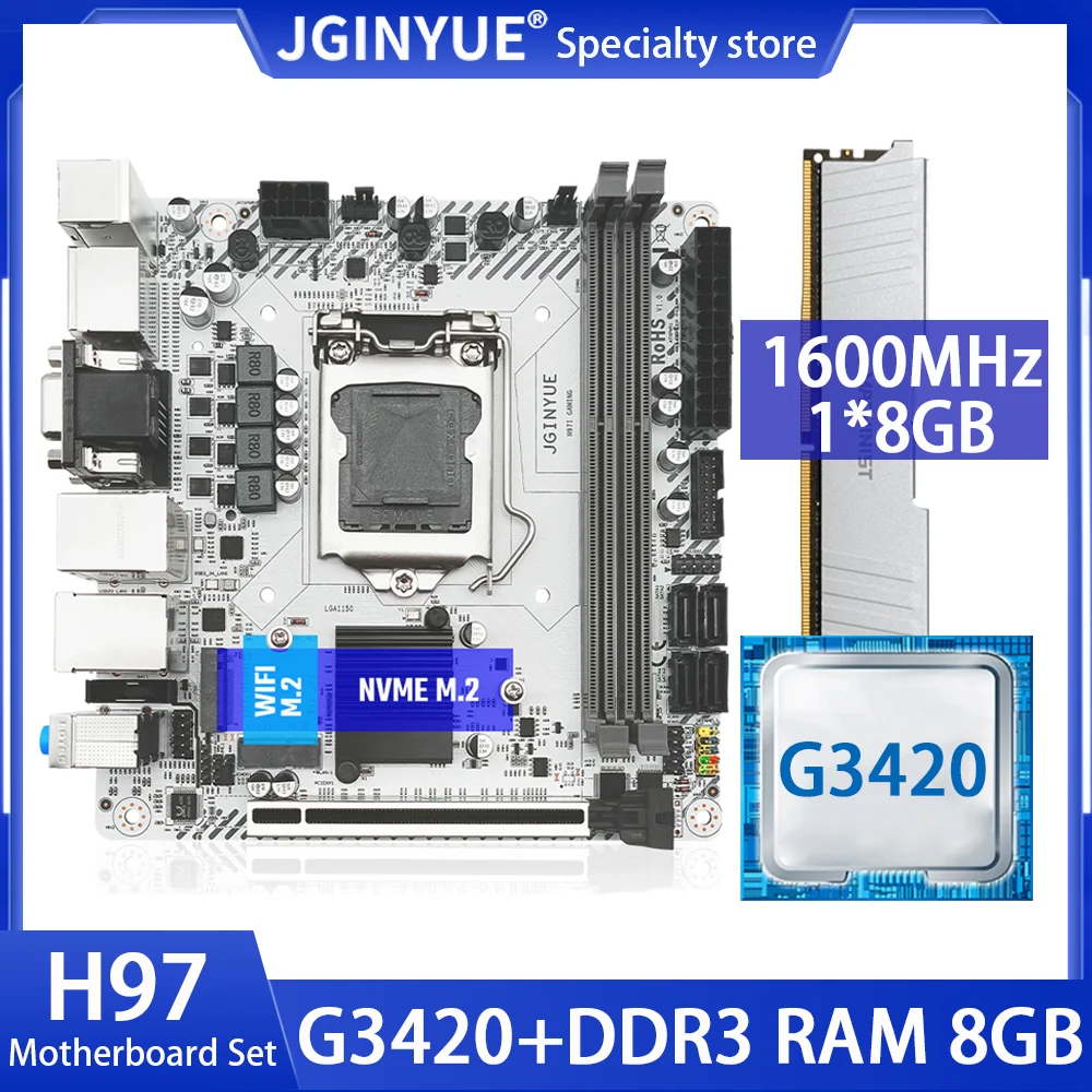 JGINYUE H97 материнская плата LGA 1150 комплект с процессором Intel G3420 и 8 Гб DDR3 ОЗУ память для настольного компьютера M.2 NVME H97I игровая
JGINYUE H97 материнская плата LGA 1150 комплект с процессором Intel G3420 и 8 Гб DDR3 ОЗУ память для настольного компьютера M.2 NVME H97I игровая