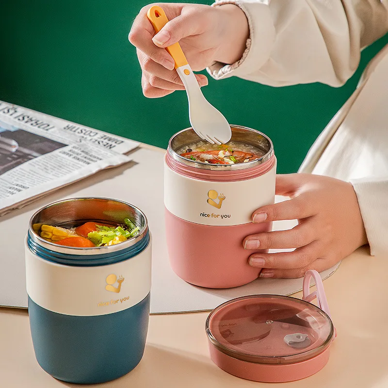 Breakfast insulated cup 450ML Stainless Steel Lunch Box Drinking Cup With Spoon Food Thermal Jar Insulated Soup Thermos
Breakfast insulated cup 450ML Stainless Steel Lunch Box Drinking Cup With Spoon Food Thermal Jar Insulated Soup Thermos
