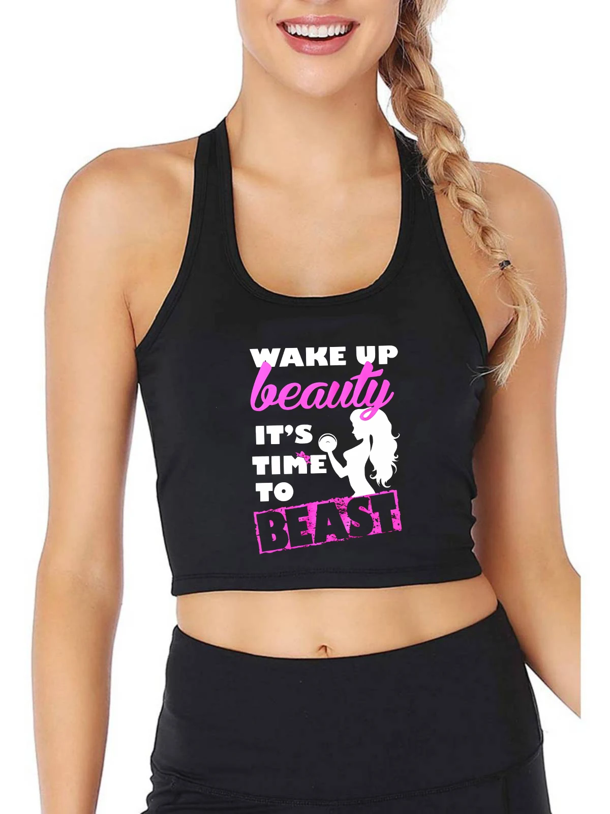 Gym - Wake up beauty it's time to beast design sexy crop top women's sports fitness workout tank tops cotton breathable camisole
Gym - Wake up beauty it's time to beast design sexy crop top women's sports fitness workout tank tops cotton breathable camisole