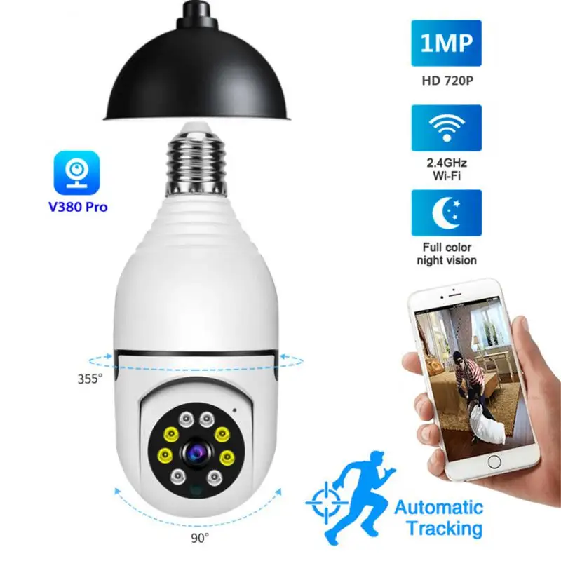 E27 Bulb 720P PTZ Wifi IPCamera IR Night Vision Home Security Auto Tracking Video Surveillance Camera IP66 Waterproof V380
E27 Bulb 720P PTZ Wifi IPCamera IR Night Vision Home Security Auto Tracking Video Surveillance Camera IP66 Waterproof V380