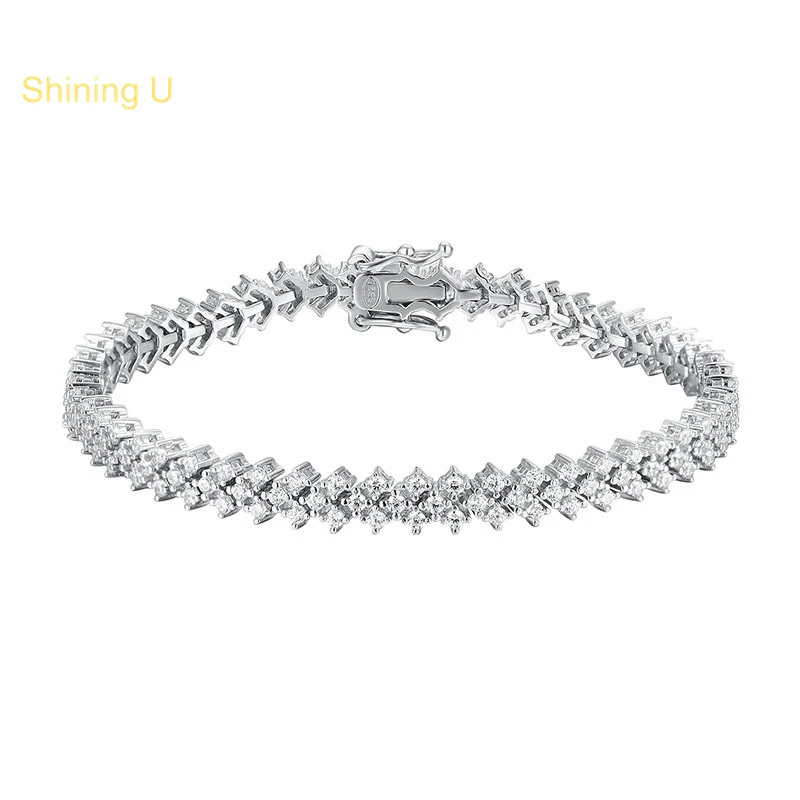 Shining U S925 Silver High Carbon Diamond Bracelets 1.5mm Simple Fine Jewelry for Women Party
Shining U S925 Silver High Carbon Diamond Bracelets 1.5mm Simple Fine Jewelry for Women Party