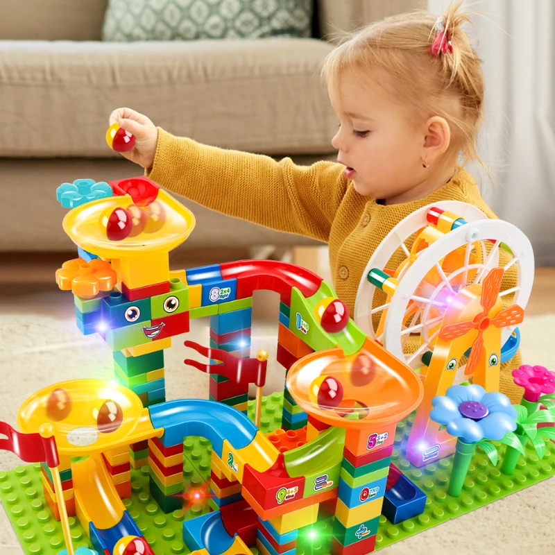 150-186PCS Big Size Marble Race Run Particle Scenes LED Light Slide Funnel Ferris Wheel Building Blocks City Brick Toy For Kids
150-186PCS Big Size Marble Race Run Particle Scenes LED Light Slide Funnel Ferris Wheel Building Blocks City Brick Toy For Kids