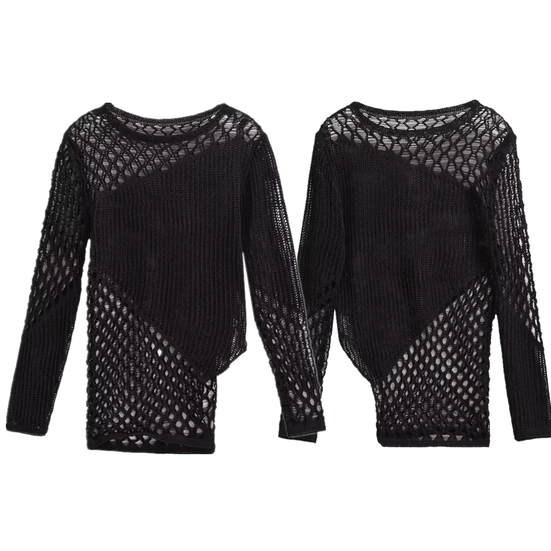 Withered Ins Fashion Women's High Street Asymmetrical Knitwear Hollow Sexy Black Knit Top Blouse Ladies
Withered Ins Fashion Women's High Street Asymmetrical Knitwear Hollow Sexy Black Knit Top Blouse Ladies