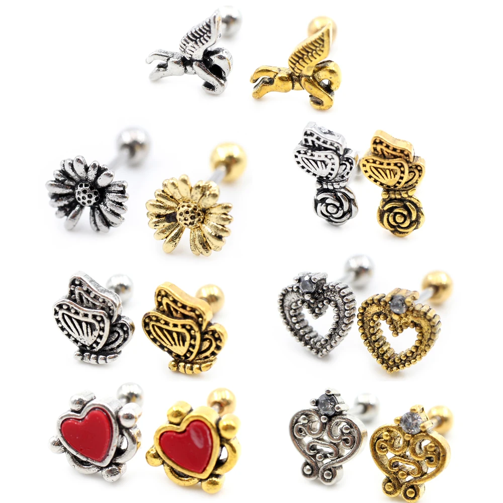 Alisouy 2PCS 20G Stud Earrings Star Heart Flower Butterfly Moon Wing Copper Steel Bar Ball Pierceing Ear Stud Cartilage Tragus
Alisouy 2PCS 20G Stud Earrings Star Heart Flower Butterfly Moon Wing Copper Steel Bar Ball Pierceing Ear Stud Cartilage Tragus