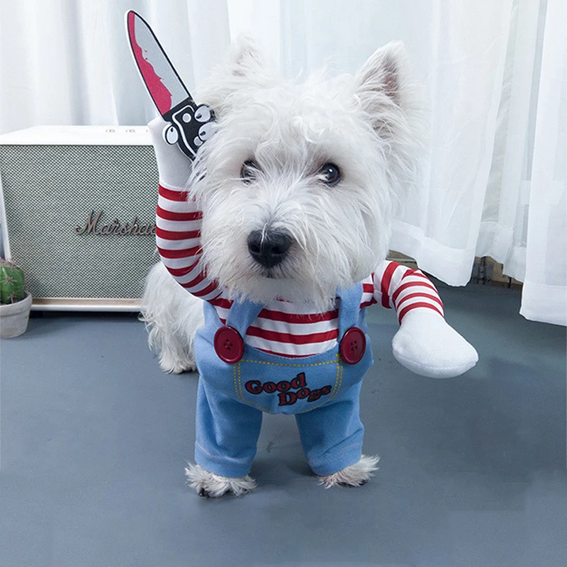 Funny Dog Clothes Dogs Cosplay Costume Halloween Comical Outfits Holding A Knife Set Pet Cat Dog Festival Party Clothing 2023 
Funny Dog Clothes Dogs Cosplay Costume Halloween Comical Outfits Holding A Knife Set Pet Cat Dog Festival Party Clothing 2023