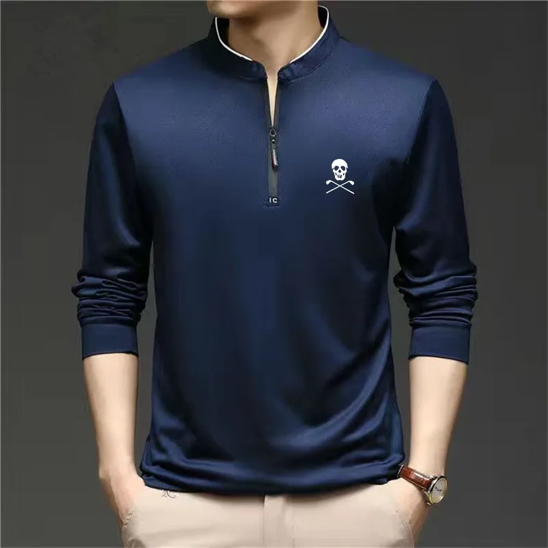 Рубашка-поло мужская с длинным рукавом, на молнии, в Корейском стиле 
Рубашка-поло мужская с длинным рукавом, на молнии, в Корейском стиле
