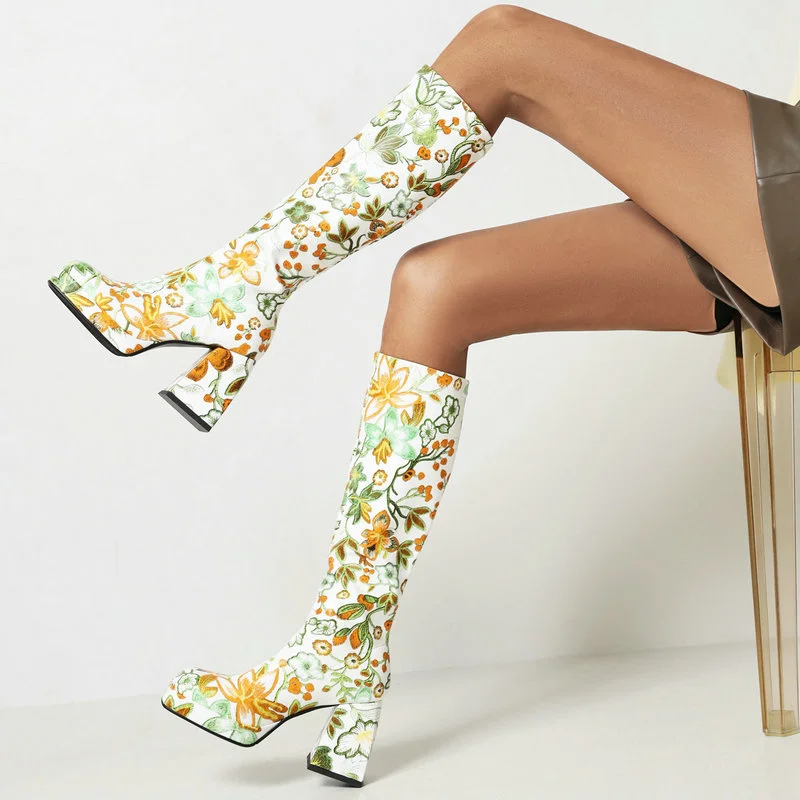 Women's Knee High Vintage Boots Square Toe Chunky Heels Bootas Pu Leather Printed Long Booties Autumn Winter Dating Party
Women's Knee High Vintage Boots Square Toe Chunky Heels Bootas Pu Leather Printed Long Booties Autumn Winter Dating Party
