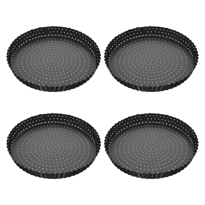 4 Pack Quiche Tart Pan,5 Inch Round Perforated Pizza Baking Tray Non-Stick Tart Tin With Holes For Cakes,Pies,Quiches
4 Pack Quiche Tart Pan,5 Inch Round Perforated Pizza Baking Tray Non-Stick Tart Tin With Holes For Cakes,Pies,Quiches