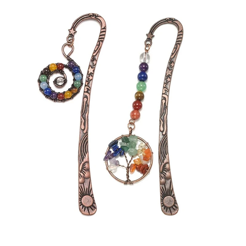 NEW-Metal Bookmark Healing Crystal Tumbled Stones Bookmark Antique Copper 7 Chakra Assorted Bead Vintage Bronze Bookmark
NEW-Metal Bookmark Healing Crystal Tumbled Stones Bookmark Antique Copper 7 Chakra Assorted Bead Vintage Bronze Bookmark