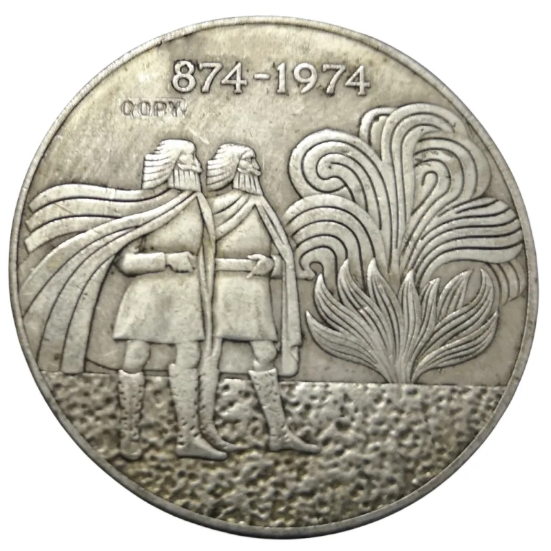 Копия посеребренной монеты, 1974 год, Исландия, 1000 кронур, 1-е поселение
Копия посеребренной монеты, 1974 год, Исландия, 1000 кронур, 1-е поселение