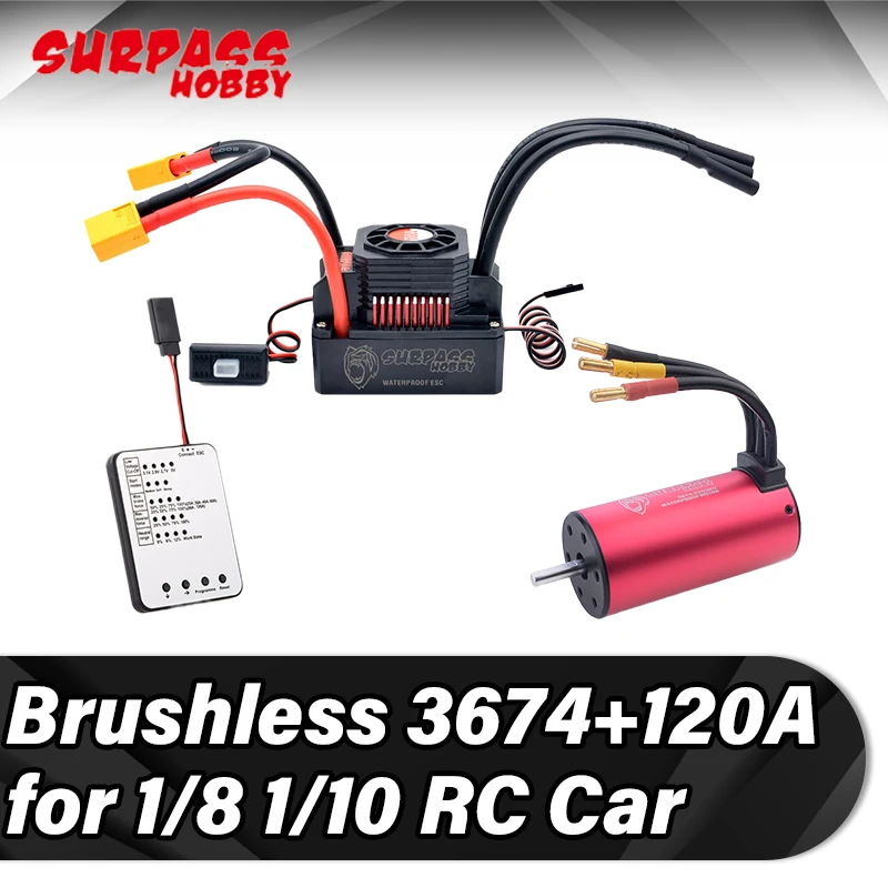 Surpass Hobby 3674 Waterproof Brushless Motor 80A 120A ESC XT60 Plug Programming Card for 1/10 1/8 Rc Car Remote Control Truck
Surpass Hobby 3674 Waterproof Brushless Motor 80A 120A ESC XT60 Plug Programming Card for 1/10 1/8 Rc Car Remote Control Truck