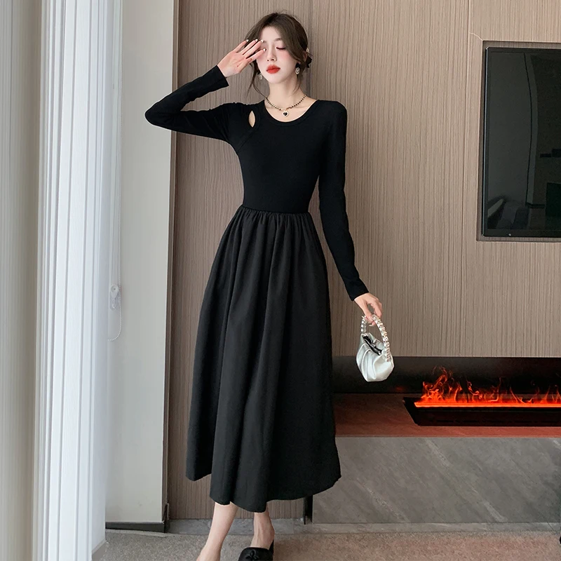 Женское платье макси с длинным рукавом, черное ажурное платье с отверстиями, осень 2024
Женское платье макси с длинным рукавом, черное ажурное платье с отверстиями, осень 2024