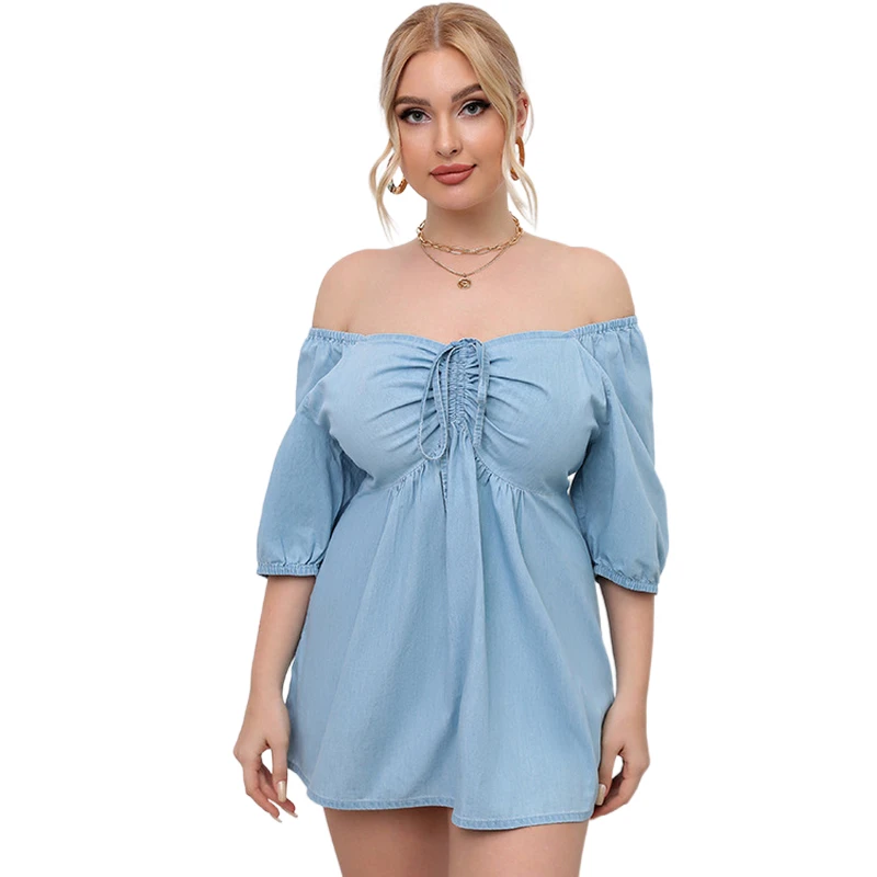 Plus Size Women Denim Tunic Top Sexy Off Shoulder Top Short Sleeve Club Party Puff Sleeve Ruffle Tunic Top Summer Oversized Top
Plus Size Women Denim Tunic Top Sexy Off Shoulder Top Short Sleeve Club Party Puff Sleeve Ruffle Tunic Top Summer Oversized Top