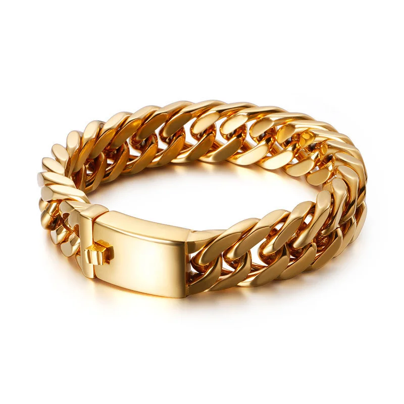 European and American Fashion Simple Stainless Steel Men's Domineering Gold Bracelet, Punk Style Titanium Steel Rough Jewelry
European and American Fashion Simple Stainless Steel Men's Domineering Gold Bracelet, Punk Style Titanium Steel Rough Jewelry