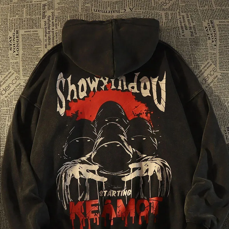 Dark black death design hooded sweater autumn high street vibe style plus velvet thickening Hip Hop Couple Versatile Sweatshirt
Dark black death design hooded sweater autumn high street vibe style plus velvet thickening Hip Hop Couple Versatile Sweatshirt