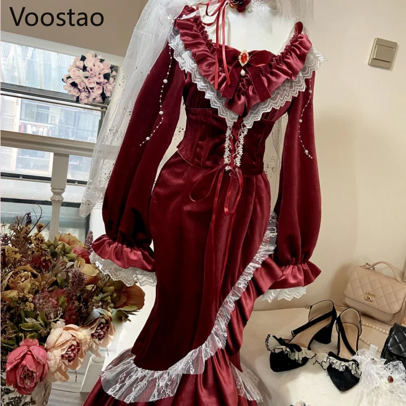 Chinese Style Elegant Lolita Cosplay Velvet Cheongsam Dress Women Vintage Sweet New Year Lace Bow Gothic Party Evening Dresses
Chinese Style Elegant Lolita Cosplay Velvet Cheongsam Dress Women Vintage Sweet New Year Lace Bow Gothic Party Evening Dresses