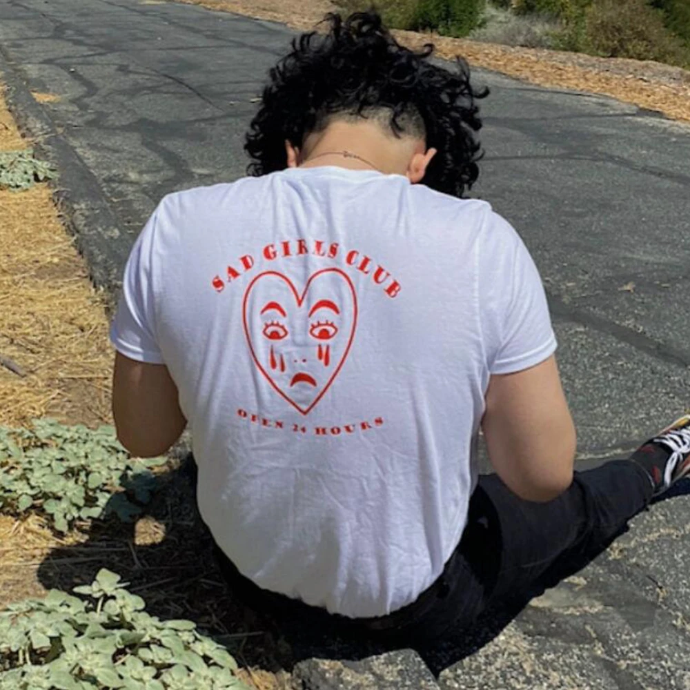 Hillbilly New Arrival White Sad Girl Club Funny Female Tshirt Loose Casual Short Sleeve Women Graphic Hippie 2022 Tee Shirt
Hillbilly New Arrival White Sad Girl Club Funny Female Tshirt Loose Casual Short Sleeve Women Graphic Hippie 2022 Tee Shirt