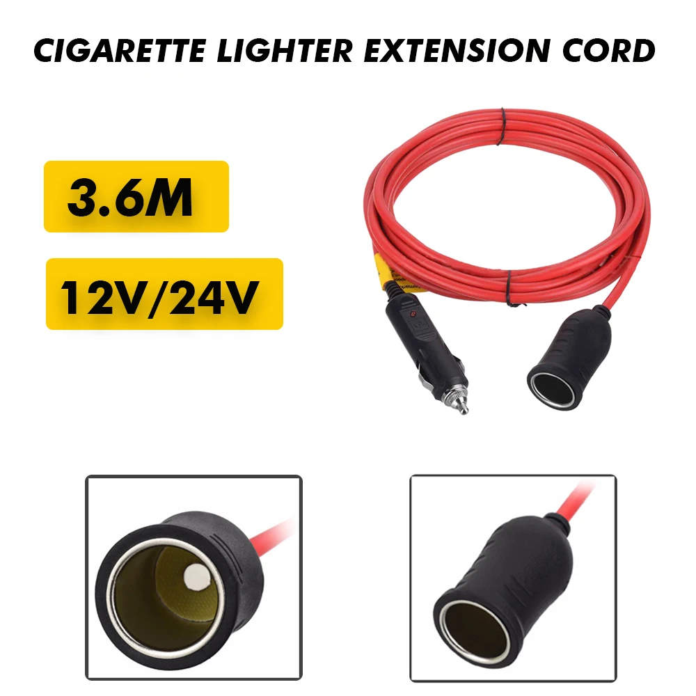 3.6m 15A 180W Car Cigarette Lighter Extension Cord Male and Female Socket Plug Extension Cable Wire Adapter Auto Accessories
3.6m 15A 180W Car Cigarette Lighter Extension Cord Male and Female Socket Plug Extension Cable Wire Adapter Auto Accessories