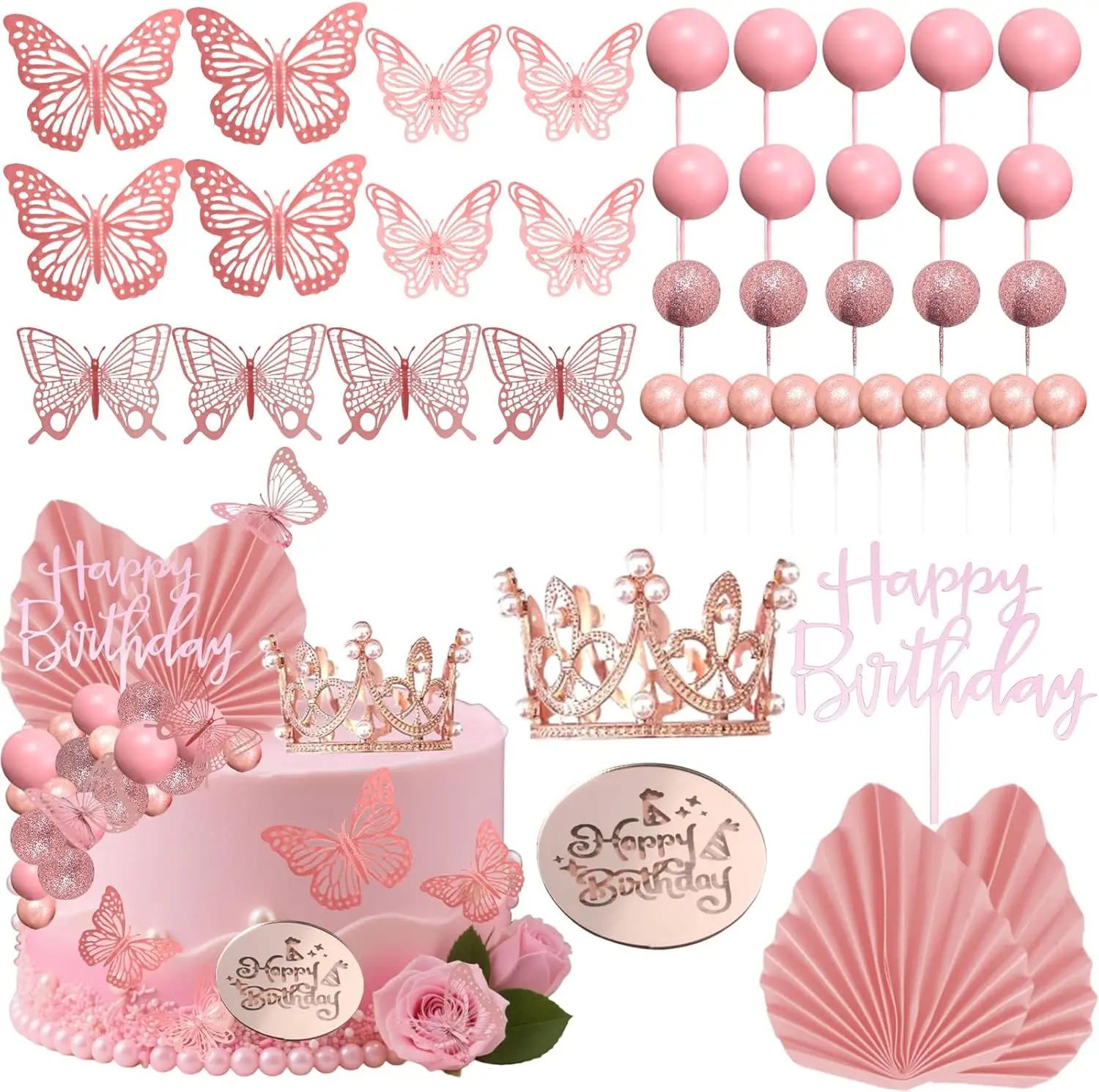 Набор украшений для торта 42 шт., розовый, пенопласт, металл, акрил
Набор украшений для торта 42 шт., розовый, пенопласт, металл, акрил