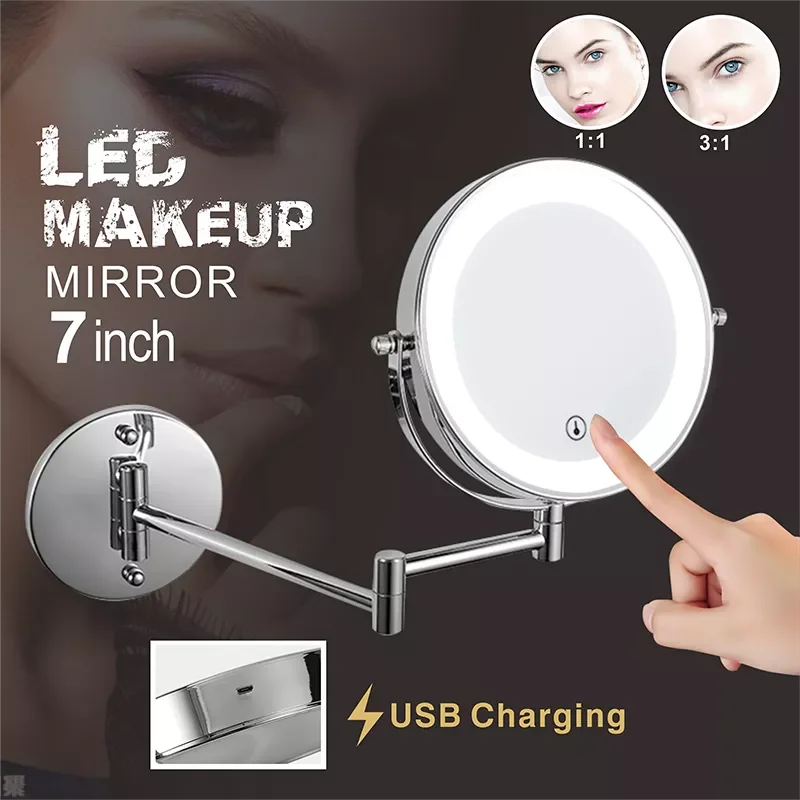 NEW2022 Folding Arm Extend Bathroom Mirror With LED Light 7 Inch USB Charging Wall Mounted Double Side Smart Cosmetic Makeup Mir 
NEW2022 Folding Arm Extend Bathroom Mirror With LED Light 7 Inch USB Charging Wall Mounted Double Side Smart Cosmetic Makeup Mir