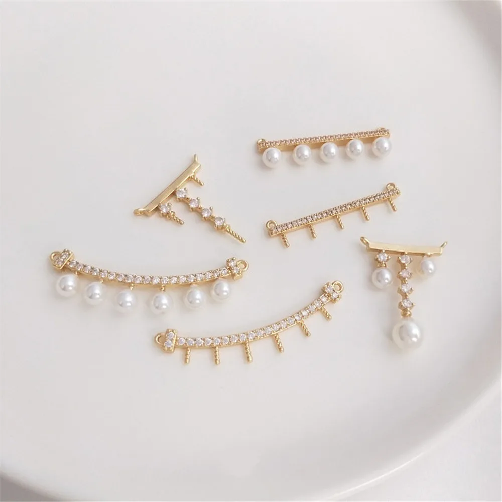 14K gold color zircon monochrome pendant with bead pin holder double hanging accessories diy pearl pendant 
14K gold color zircon monochrome pendant with bead pin holder double hanging accessories diy pearl pendant