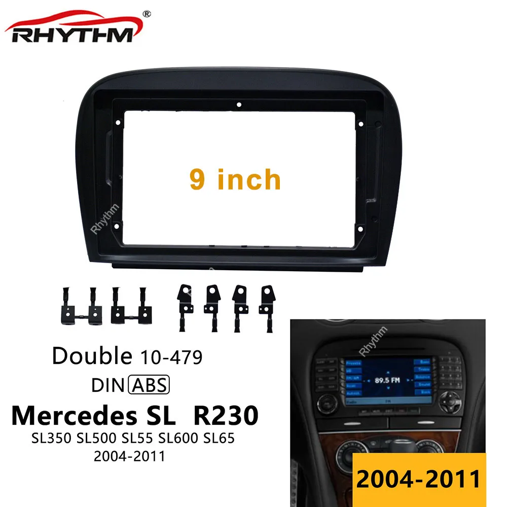 9-дюймовая Автомобильная панель для Mercedes SL R230 SL350 SL500 SL55 SL600 SL65 2004-2011 двойная Din