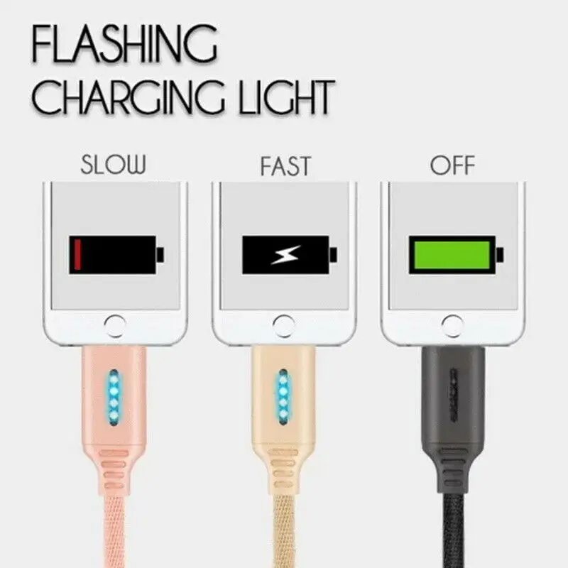 

1m USB Type-C Fast Charging Data Phone Charging Cable Smart LED Shutdown Data Cable For Xiaomi Samsung Huawei 2021 New