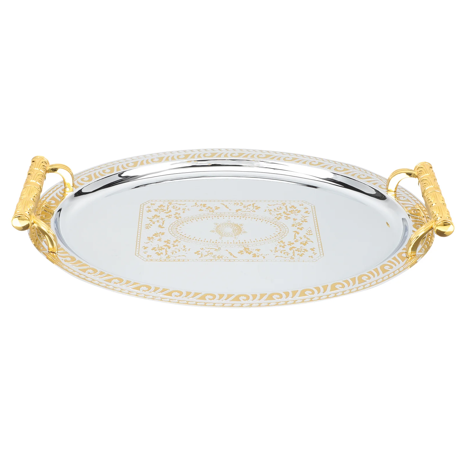 Dinning Table Decor Fruits Tray Stainless Steel Snacks Handle Dessert Plate Coffee Trays Serving Household Storage
Dinning Table Decor Fruits Tray Stainless Steel Snacks Handle Dessert Plate Coffee Trays Serving Household Storage