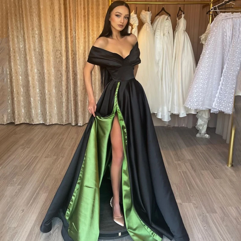 Thinyfull 2022 Prom Evening Dresses Off Shoulder Floor Length Party Dress High Split Satin Black Green Cocktail Gowns Plus Size
Thinyfull 2022 Prom Evening Dresses Off Shoulder Floor Length Party Dress High Split Satin Black Green Cocktail Gowns Plus Size