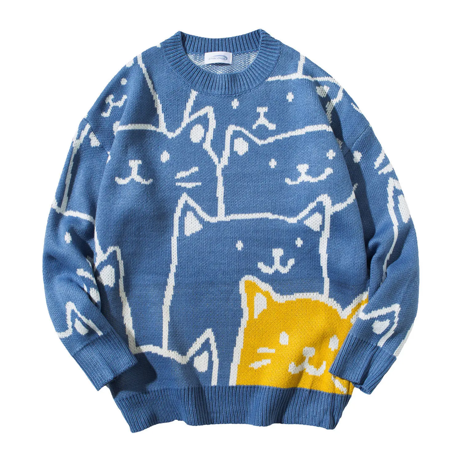 New cartoon cat crew neck sweater men's loose couple knitted sweater Korean version trend casual handsome knitted sweater
New cartoon cat crew neck sweater men's loose couple knitted sweater Korean version trend casual handsome knitted sweater