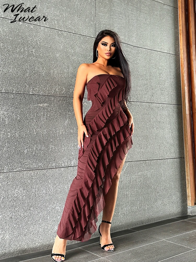 Whatiwear Women's Dress Sexy Elegant Solid Color Pleated Lace Trim High Slit Wrap Sleeveless Floor-Length Prom Slim Fit Model
Whatiwear Women's Dress Sexy Elegant Solid Color Pleated Lace Trim High Slit Wrap Sleeveless Floor-Length Prom Slim Fit Model