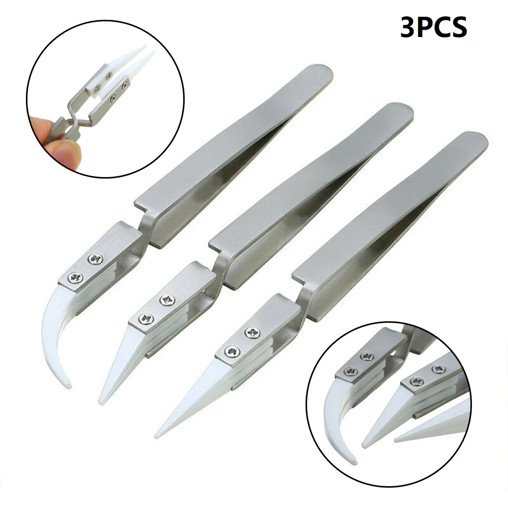 3pcs Non Conductive Ceramic Tweezers Anti-Static Reverse Ceramic Tweezers Heat Resistant Precision Curved Tweezers Soldering
3pcs Non Conductive Ceramic Tweezers Anti-Static Reverse Ceramic Tweezers Heat Resistant Precision Curved Tweezers Soldering