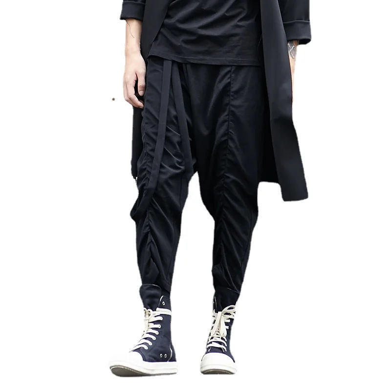 Men's Pleated Design Fashion Gothic Harem Pants Japan Streetwear Casual Trousers Male Ribbons Loose Pant for Men Stage Costumes
Men's Pleated Design Fashion Gothic Harem Pants Japan Streetwear Casual Trousers Male Ribbons Loose Pant for Men Stage Costumes