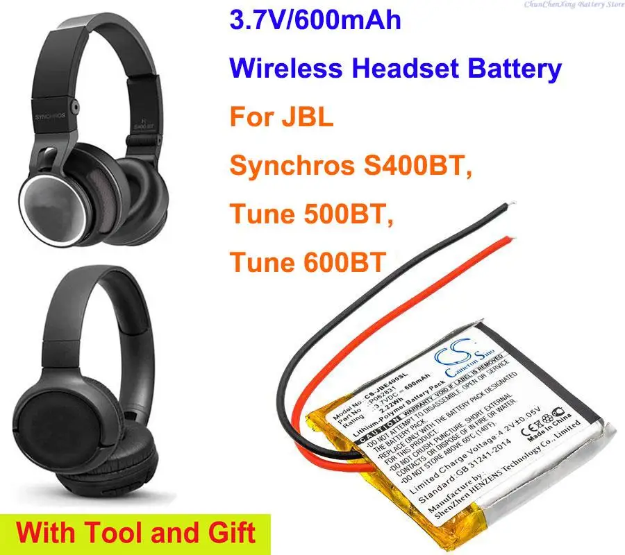 600mAh Wireless Headset Battery P062831 for JBL Synchros S400BT, Tune 500BT, Tune 600BT
600mAh Wireless Headset Battery P062831 for JBL Synchros S400BT, Tune 500BT, Tune 600BT