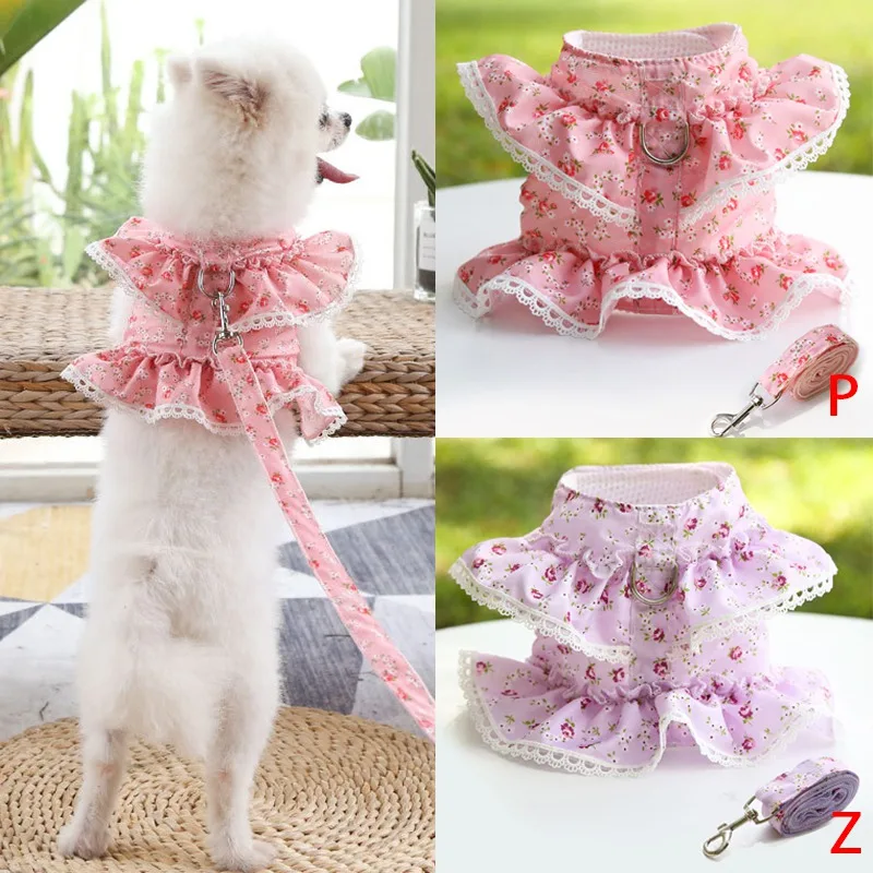 Dog Cat Harness Leash Set Adjustable Lace Floral Printed Pet Harness Vest Cute Dog Dress Pubby Mesh Harness Cat Walking Lead
Dog Cat Harness Leash Set Adjustable Lace Floral Printed Pet Harness Vest Cute Dog Dress Pubby Mesh Harness Cat Walking Lead