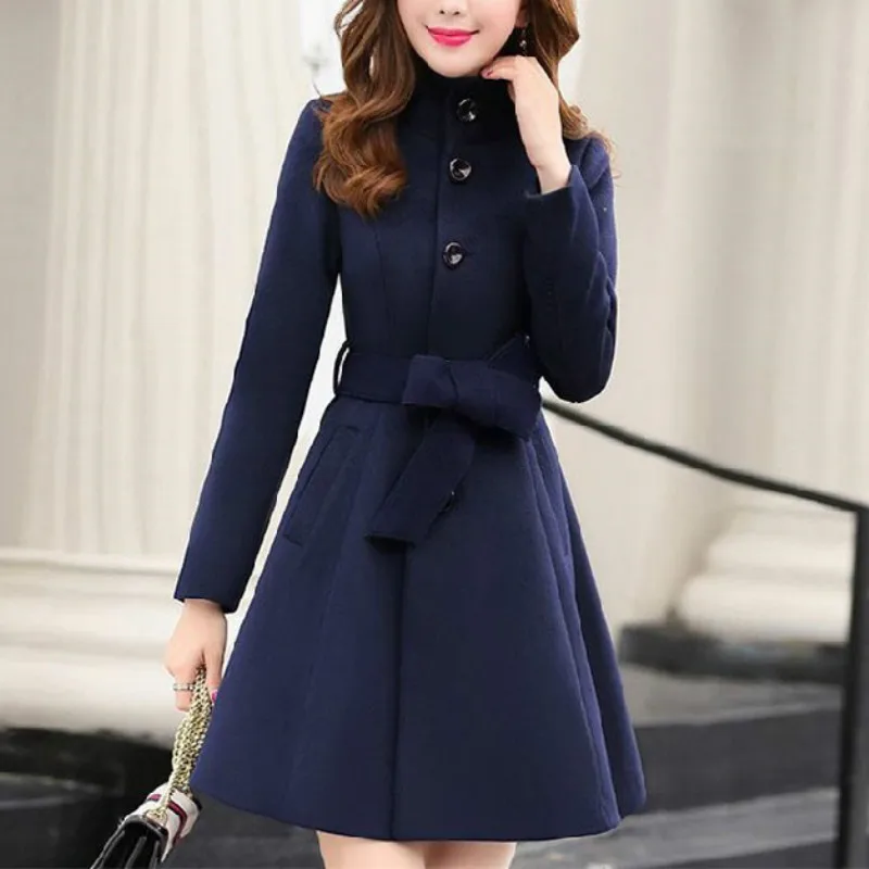 2021 Women Autumn Elegant WarmWoolen Coat Slim Outerwear Winter New Clothing Female Korea Fashion Belt Woolen Blends Overcoat
2021 Women Autumn Elegant WarmWoolen Coat Slim Outerwear Winter New Clothing Female Korea Fashion Belt Woolen Blends Overcoat
