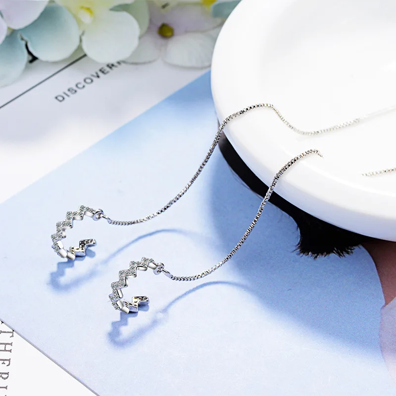 Sterling Silver Tassel Earrings For Women Dazzling Semicircular Drop Earrings Ear Jewelry pendientes
Sterling Silver Tassel Earrings For Women Dazzling Semicircular Drop Earrings Ear Jewelry pendientes