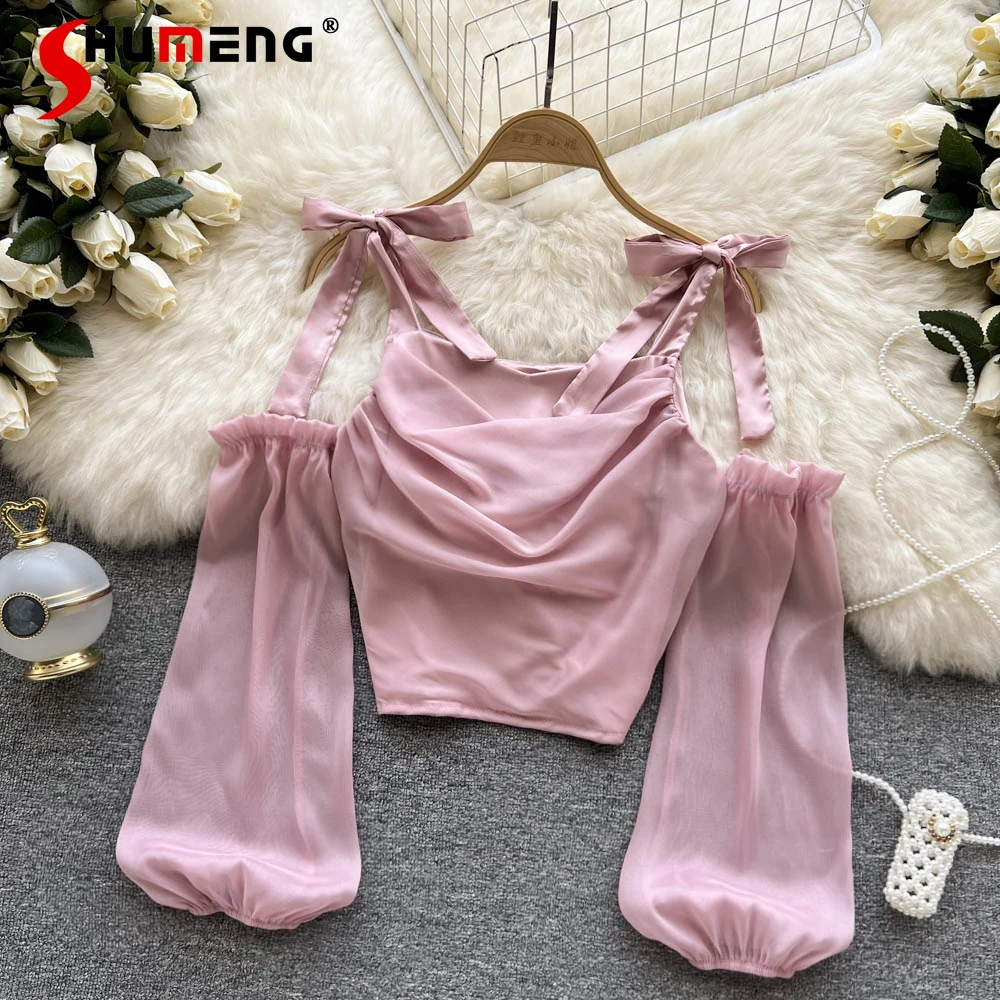 2022 Summer New Sweet Bowknot Off Shoulder Camisole Short Blouse Elegant Lantern Sleeve Camisole Corset Top Blusas Cortas Sexy
2022 Summer New Sweet Bowknot Off Shoulder Camisole Short Blouse Elegant Lantern Sleeve Camisole Corset Top Blusas Cortas Sexy