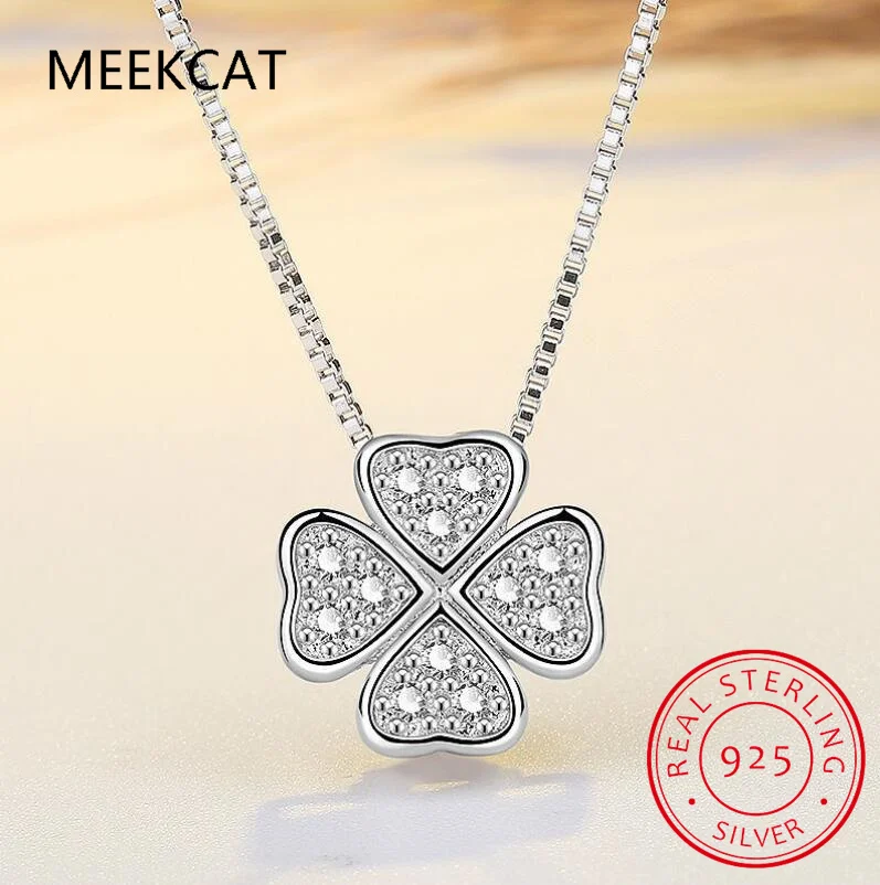 925 Sterling Silver Jewelry Love Clover Necklaces & Pendants Rhinestones Fashion Choker Maxi Necklace Women Collares De Prata
925 Sterling Silver Jewelry Love Clover Necklaces & Pendants Rhinestones Fashion Choker Maxi Necklace Women Collares De Prata