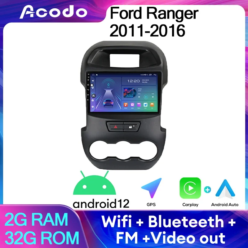 Автомобильная стереосистема Acodo, 9 дюймов, 2DIN, Android 12, для Ford Ranger 2011-2016, IPS экран, BT, Wi-Fi, Carplay, Авторадио, FM, GPS, SWC, головное устройство, автомобильное радио
Автомобильная стереосистема Acodo, 9 дюймов, 2DIN, Android 12, для Ford Ranger 2011-2016, IPS экран, BT, Wi-Fi, Carplay, Авторадио, FM, GPS, SWC, головное устройство, автомобильное радио