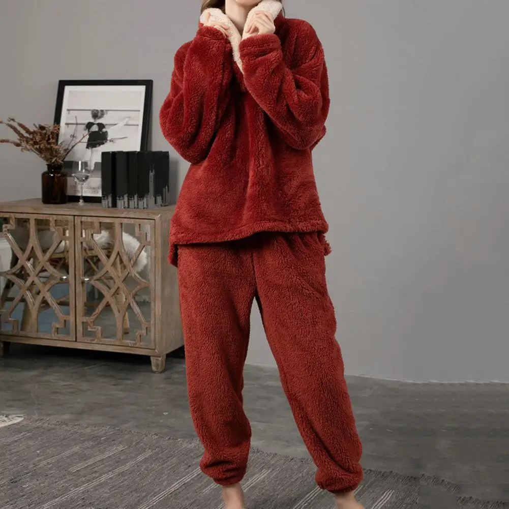2Pcs/Set Winter Pajamas Set Solid Color Loose Long Sleeves Pullover Elastic Waist Cold-proof Hooded Casual Winter Homewear Suit
2Pcs/Set Winter Pajamas Set Solid Color Loose Long Sleeves Pullover Elastic Waist Cold-proof Hooded Casual Winter Homewear Suit